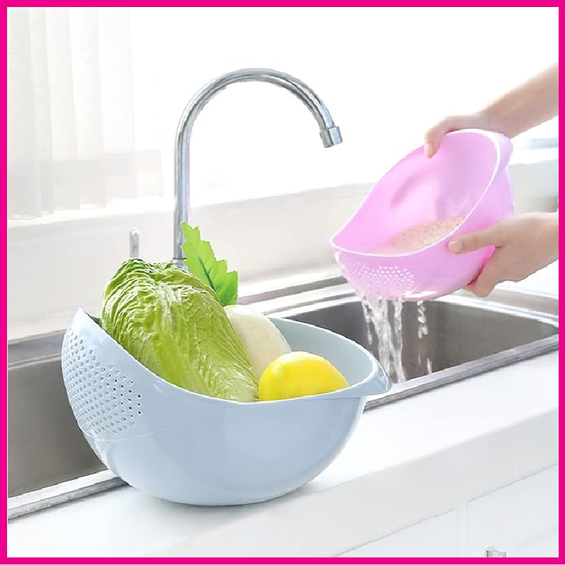 1Pc Rice Fruit Vegetable Basket Drain Bowl Washer Strainer